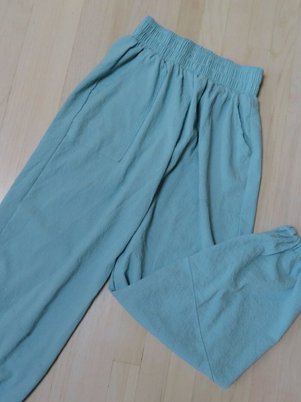 Teal Blue Cotton Linen Joggers Pants size 29 Waist